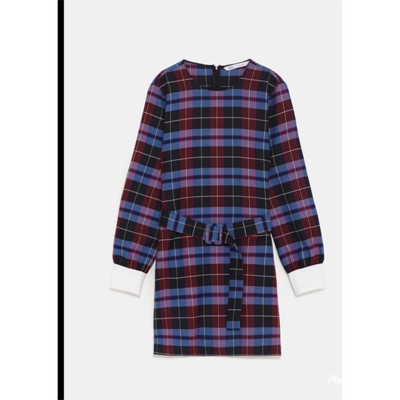 HECKED DRESS WITH BELT - Picture 7 of 8